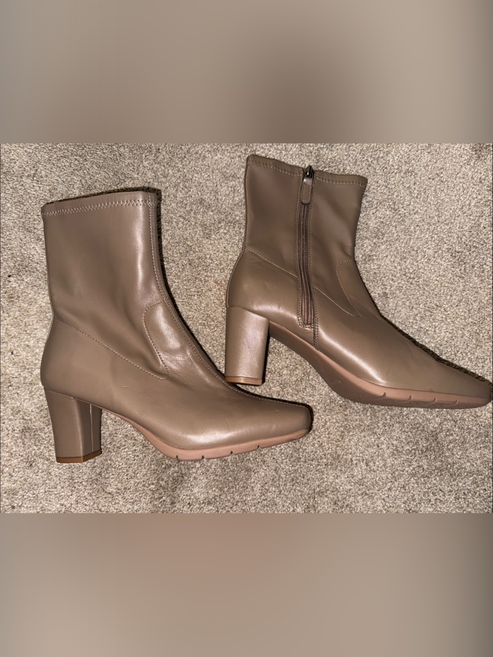 AEROSOLES Women's Taupe Block Heel Ankle Booties